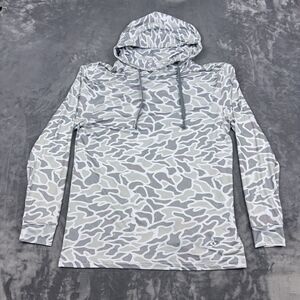 Burlebo Shirt Men’s Size M White Gray Camo Long Sleeve Performance Hoodie NWT
